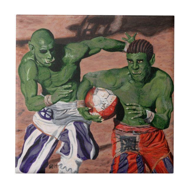 Orc Gladiator Futebol Fantasy Art Azulejo Cerâmico (Frente)