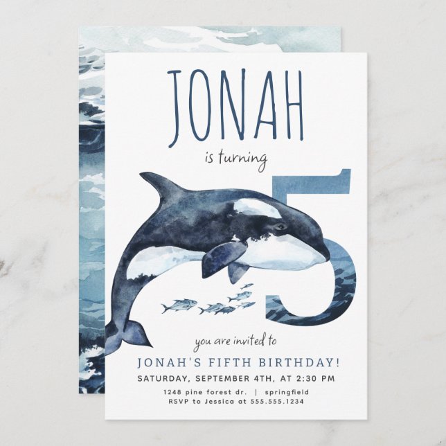 Orca 5.o Convite de Aniversário (Frente/Verso)