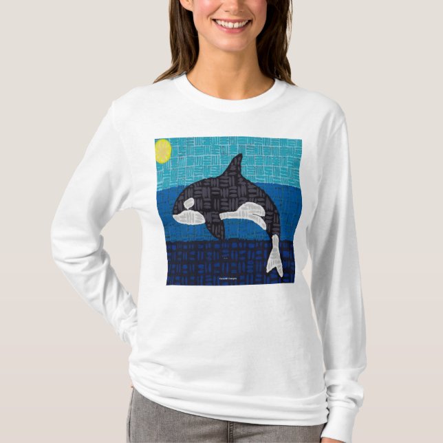 Orca (branca) - Camiseta Feminina de Manga Longa (Frente)