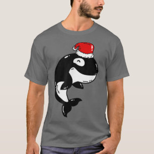 Orca com Santa Hat Engraçada Camiseta de Natal