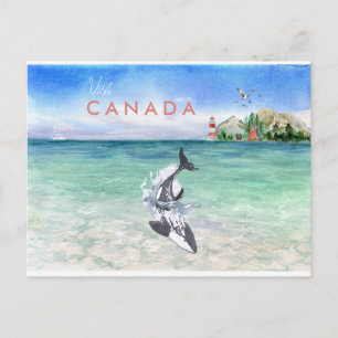 Orca em Aquarela Cartão Postal de Viagem Vintage