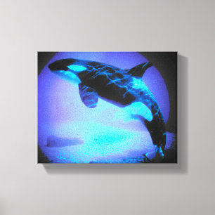 ORCA KILLER WHALE EM WOODEN CANVAS WOOD WALL ART