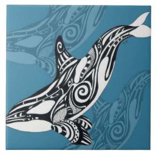 Orca Killer Whale Tlingue Indigo Blue ink