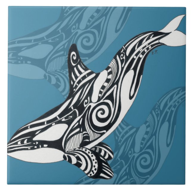 Orca Killer Whale Tlingue Indigo Blue ink (Frente)