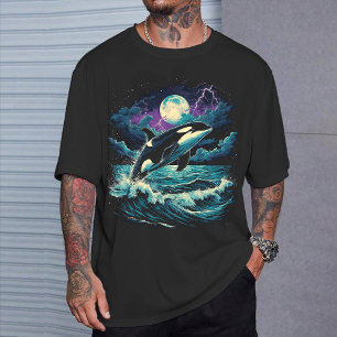 "Orca Lua Cheia" Camiseta Vintage Gráfica