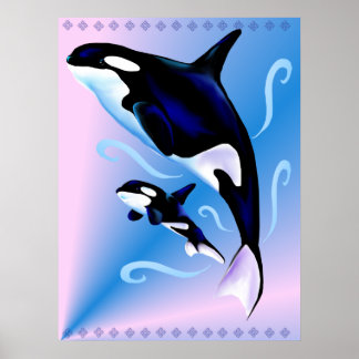 Orca Mãe e Bebê Impressão