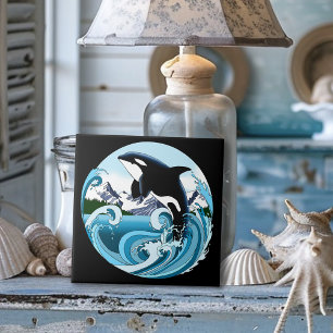 Orca Majestosa Baleia Assassina Ondas Azuis Oceano