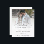 Orçamento 1rua Natal Sr. Photo Holiday Card<br><div class="desc">Primeiro Natal, Sr. e Sra. Photo Names. Um preço orçamentário Cartão simples MAIS PEQUENO de 4, 5" x 5, 6" para as suas saudações festivas em um estoque de cartão SEMI GLOSS 110 lb brilhante (semelhante à espessura de um cartão postal). OBSERVE: O envelope fornecido com este cartão é ligeiramente...</div>