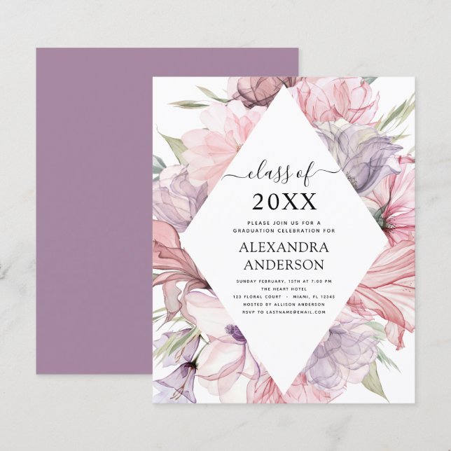 Orçamento 2023 Graduação Boho Dusty Pink Purple (Frente/Verso)