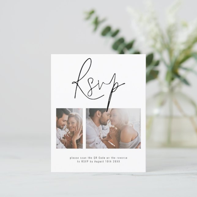 Orçamento 2 Foto Código QR Online Casamento RSVP E (Em pé/Frente)