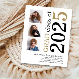 Orçamento 3 Foto Dourada Preta Convite para Gradua