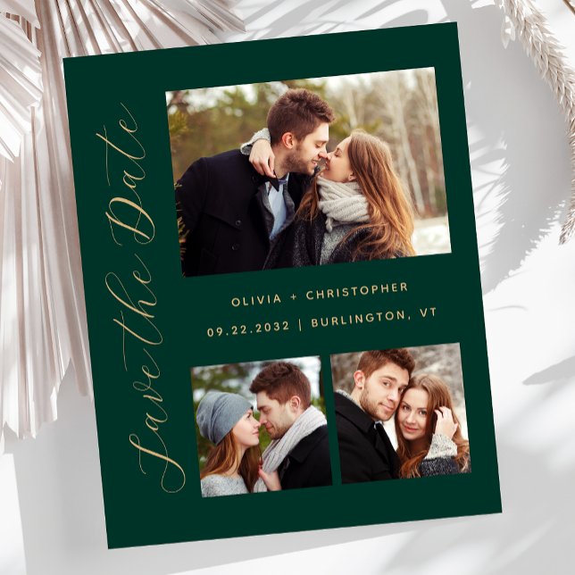 Orçamento 3 Fotos Emerald Green Dourado Salvar Dat (Criador carregado)