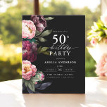 Orçamento 50º Aniversário Burgundy Convite Floral<br><div class="desc">Celebre o seu marco com um moderno convite de 50 anos de aniversário, com flores ricas de burgundy e blush. Este elegante design combina tons profundos e dramáticos com sotaques românticos e suaves, perfeitos para estabelecer uma sofisticada e convidativa atmosfera. O arranjo floral impressionante adiciona um toque de luxo, enquanto...</div>