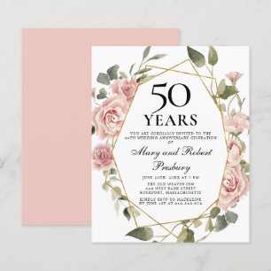 Orçamento 50º Aniversário, Rosa, Convite Floral