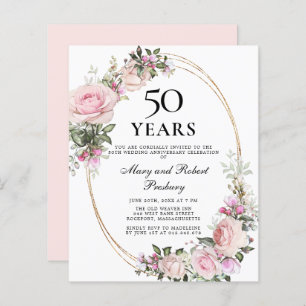 Orçamento 50º Aniversário, Rosa, Convite Floral