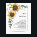 Orçamento 50 Fabuloso Eucalyptus Sunflower Birthda<br><div class="desc">Girassol Eucalyptus Floral Script Geométrico 50º Convite de aniversário,  com flores quic modernas e verde com quadro geométrico em fundo branco. Adicione facilmente os detalhes do aniversário clicando no botão "Personalizar"</div>