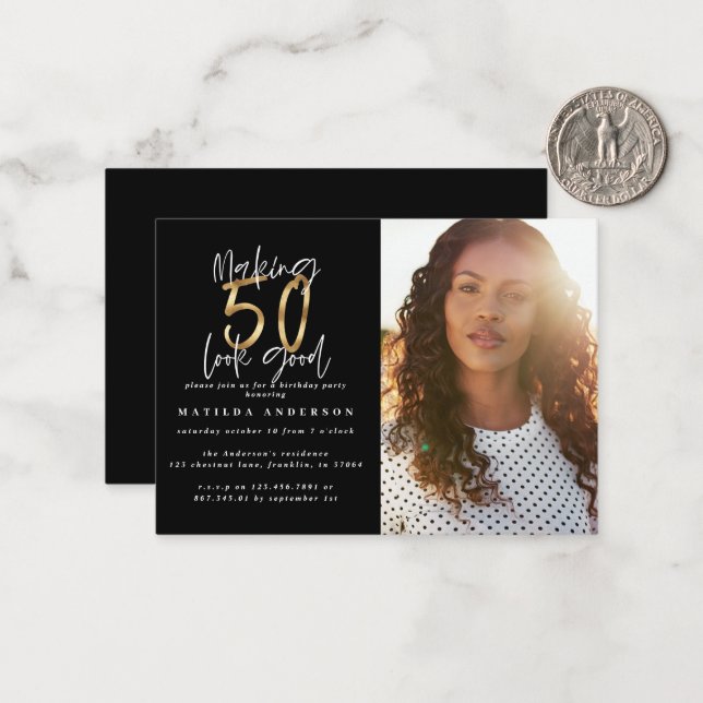 orçamento 50th parece bom convite de aniversário d (Frente/Verso In Situ)