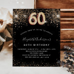 Orçamento 60º aniversário convite para ouro negro<br><div class="desc">Um convite moderno, na moda e glamouroso para uma 60ª festa de aniversário. Um fundo preto decorado com falso brilho. O nome é escrito com um moderno ouro escrito com letras no estilo à mão. Personalize e adicione os detalhes da sua festa. O número 60 é escrito com uma fonte...</div>