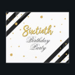 Orçamento 60º Aniversário, Dourada Festa de aniver<br><div class="desc">Dourado brilhante moderno Convite de aniversário preto branco 60º. Envie os convites para o próximo marco com o nosso Convite à Greve Branca Negra de 60º Aniversário Geométrico. Apresentando um belo florescimento de aquarela botânica. Personalize completamente este cartão com os detalhes da parte clicando no botão personalizá-lo para reorganizar e...</div>