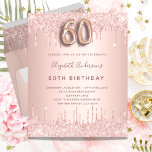 Orçamento 60º Aniversário rosa dourado gotas cor-d<br><div class="desc">Um convite moderno, na moda e glamouroso para uma 60ª festa de aniversário. Um fundo metálico rosa dourado falso com um brilho elegante rosa dourado, pintura gota-a-gota. O nome é escrito com um moderno e escuro, rosa dourado, escrito com letra de estilo manuscrito. Personalize e adicione os detalhes da sua...</div>
