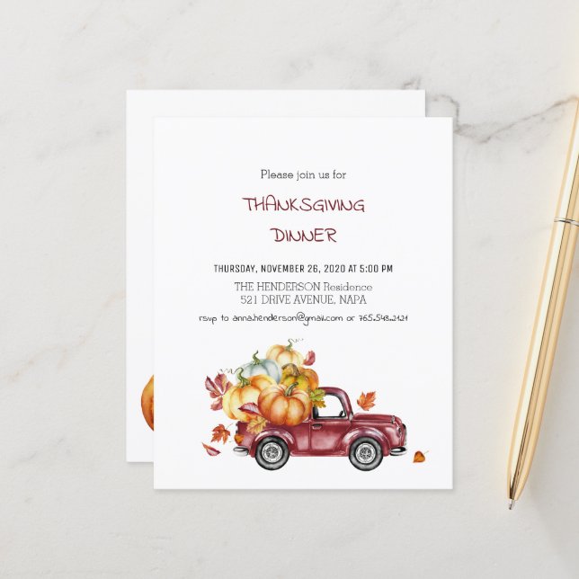 Orçamento/Abóbora/Janto de Ação de Graças Convite. (Frente/Verso In Situ)
