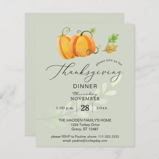 Orçamento Ação de Graças Pumpkin Duo Janto Olive (Frente/Verso)