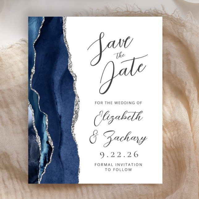 Orçamento Ágata Azul Marinho Prata Script Salve o  (Criador carregado)