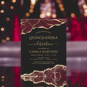 Orçamento Ágata Borgonha Quinceañera Dourado 15º