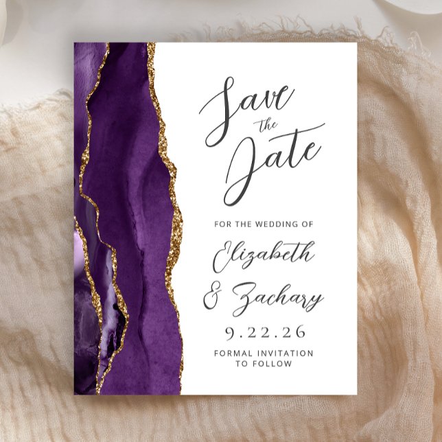 Orçamento Ágata Roxo Dourado Script Salve a Data (Criador carregado)