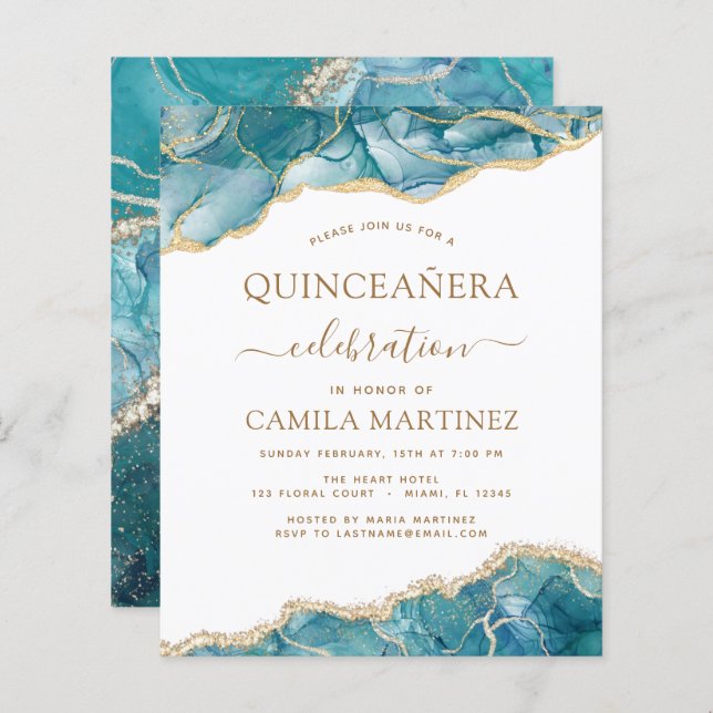 Orçamento Ágata Turquesa Quinceañera Azul Celeste  (Frente/Verso)