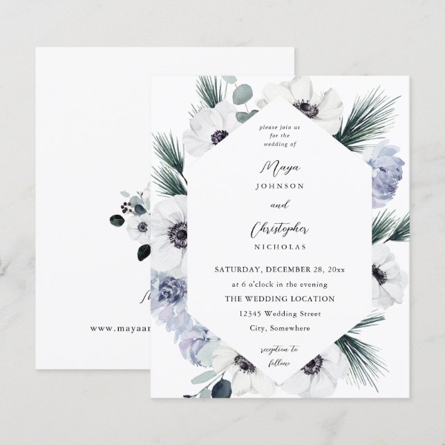 Orçamento Anêmona Floral Branco Inverno Casamento  (Frente/Verso)