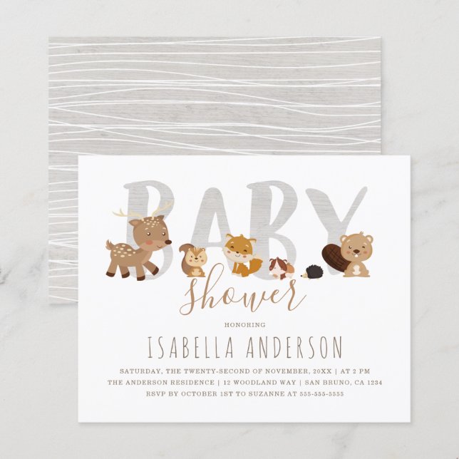 Orçamento Animais da Floresta Sexo Chá de fraldas  (Frente/Verso)