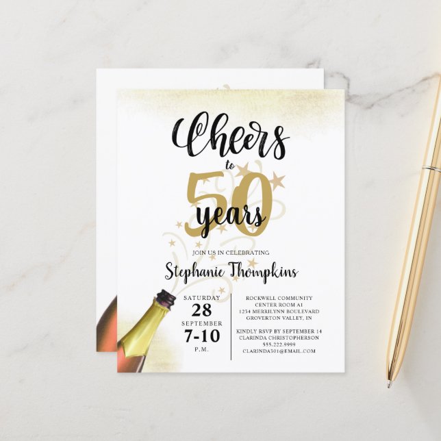 Orçamento Aniversário CHEERS PARA # ANOS Preto Dou (Frente/Verso In Situ)