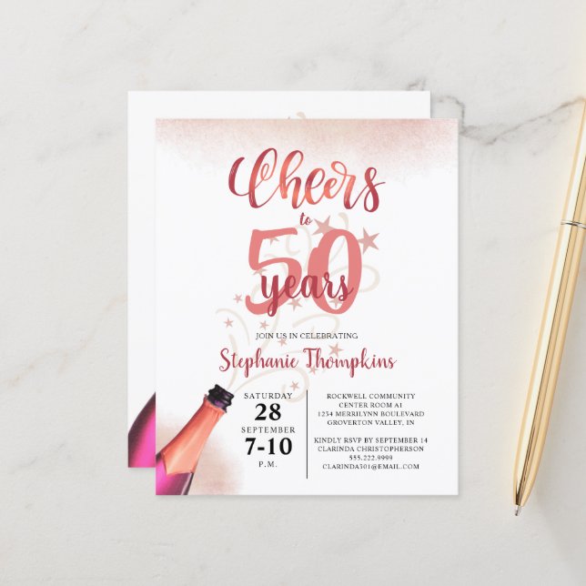 Orçamento Aniversário CHEERS PARA # ANOS Rosa Dour (Frente/Verso In Situ)