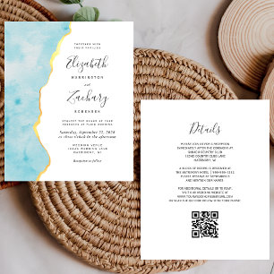 Orçamento Aquarela Azul Ágata Código QR Casamento