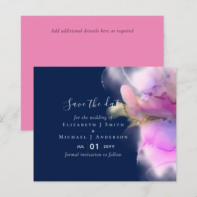 ORÇAMENTO Aquarela Casamento Abstrato Salva Datas (Frente/Verso)