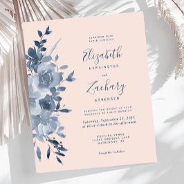 Orçamento Aquarela Floral Azul Poeirento Rosa Beij