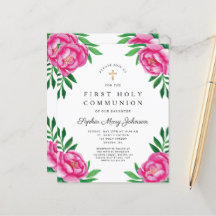Orçamento Aquarela Peônias Florais Primeira Comunh