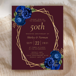 Orçamento Azul Floral Dourado Borgonha 50º Anivers