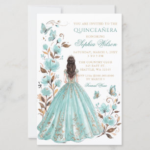Orçamento Azul Floral Princesa Borboleta Quinceañe