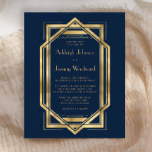 Orçamento Azul Marinho Dourado Vintage Casamento D