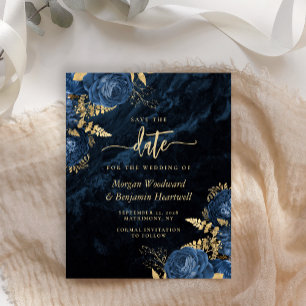 Orçamento Azul Marinho Floral Dourado Casamento Sa