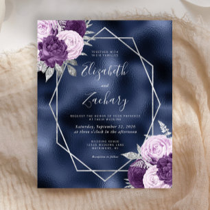 Orçamento Azul Marinho Lilás Prata Floral Casament
