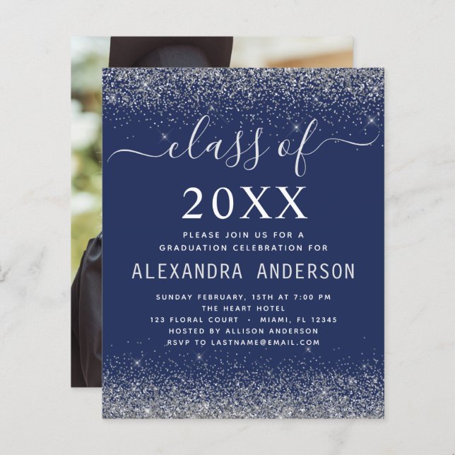 Orçamento Azul Marinho Prata Foto Graduação 2023 (Frente/Verso)