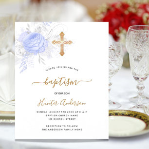 Orçamento Batismo azul claro floral branco