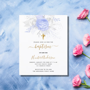 Orçamento Batismo azul claro floral branco