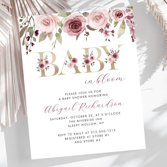 Orçamento Bebê em Bloom Burgundy Chá de fraldas Bl (Criador carregado)