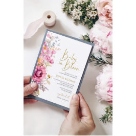 Orçamento Bebê em Bloom Chá de fraldas Roxo Convit