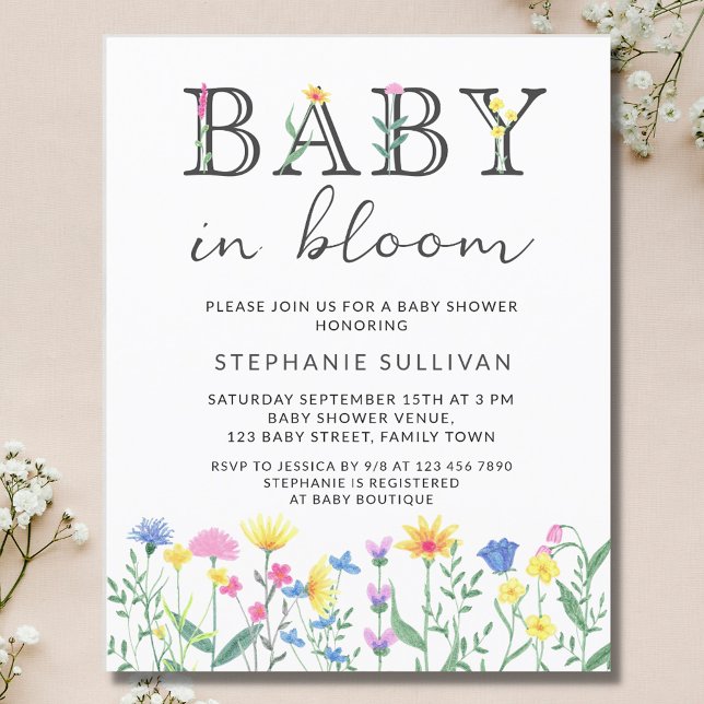 Orçamento Bebê em Bloom Floral Chá de fraldas Conv (Criador carregado)