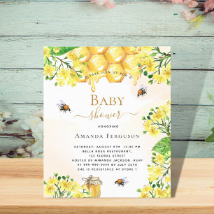 Orçamento Bee Chá de fraldas amarelo convite flora